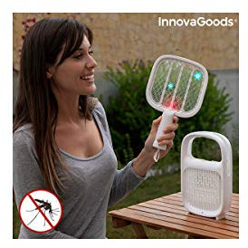 InnovaGoods® Lampe anti-moustiques et raquette électrique rechargeable 2 en 1 Swateck, élimine efficacement les moustiques, design compact et léger, idéal pour la maison et le jardin.