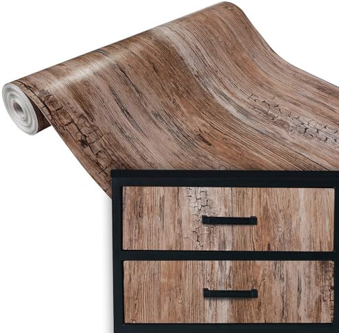 DecoMeister Klebefolien in Holz-Optik Deko-Folien Selbstklebefolie Möbelfolie Selbstklebend für Möbel nach Maß Holz-Maserung 45x100 cm Rustikal