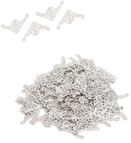 HERCHR 100pcs Antike Kantenabdeckung Kantenschutz, Metall Vintage Buchecken Mit Metall Ornamente Quadrat, Metall Eckenschutz Eisen Kasten Buch Album Vintage Ecken Dekoration DIY Zubehör