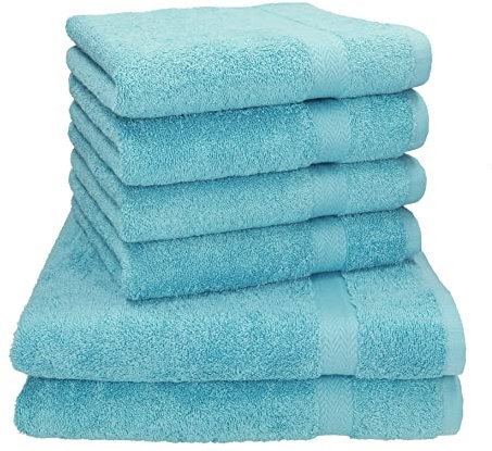 Betz Premium Handtuch-Set - 6 teiliges Handtücher-Set - 2X Duschtücher - 4X Handtücher - 50x100 cm - Ocean