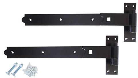 Gate Hinges Hook and Band 14 350mm Straight Black Heavy Duty - Sold in Pairs