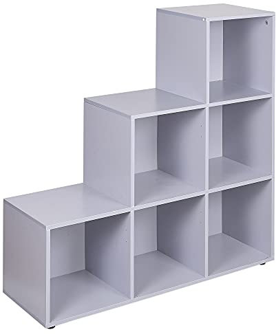 Naples 6 Cube Step Storage Bookshelf Unit (Stone Grey)