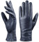 Damen Winter-Lederhandschuhe mit Touchscreen Text, warmes Lammfell, 100% reines echtes Leder (Navy, XXL)