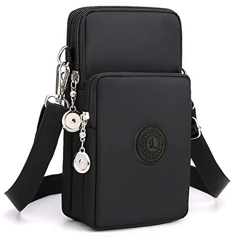 LassZone Women Crossbody Phone Bag Waterproof Nylon Cellphone Purse Wallet Mini Crossbody Bags Lightweight Shoulder Handbags with 3 Zipper Pockets