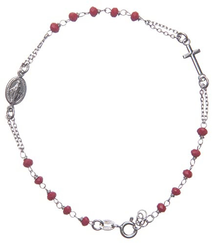 Holyart Bracciale Rosario Colore Rosso Santa Rita Argento 925