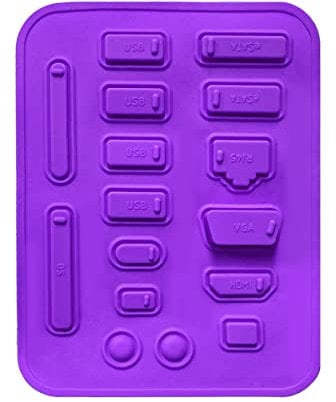 Jagowa 16 Pieces Silicone Anti Dust Plug, Computer Interface Cap Port Cover Anti Dust Protector for USB, HDMI Universal Laptop Notebook Port Stopper Plug Cover (Purple)