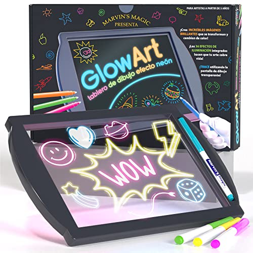 Marvin's Magic Leuchtendes Zeichenbrett Glow Art - Schwarz - +5 | Leuchtendes Zeichenbrett, Zeichnung im Dunkeln, kreatives Spiel ohne Flecken, für Kinder ab 5 Jahren