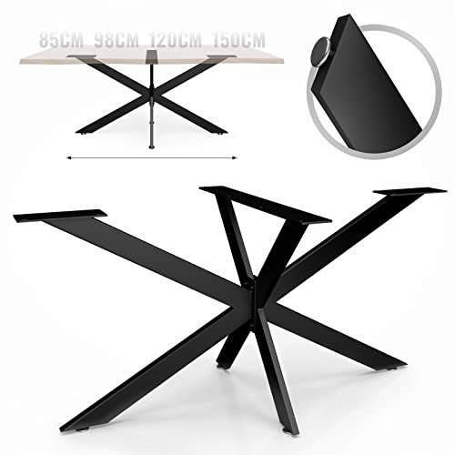 MIADOMODO® Tischgestell - Spider, 98x58x42 cm, Industrial, aus Stahl, Stabil, Schwarz - Tischbeine, Tischkufen, Tischuntergestell, Esstisch Gestell, Kreuzgestell für Wohnzimmertisch