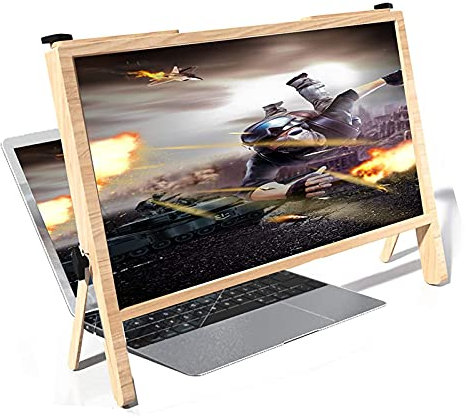 Samnuerly Laptop-Bildschirmlupe, 3D-Anti-Blaulichtstrahlung, ultraklare Leselupe, Einstellbarer Winkel, Laptop-Bildschirmlupe, 3-fache Vergrößerungslinse, weiß