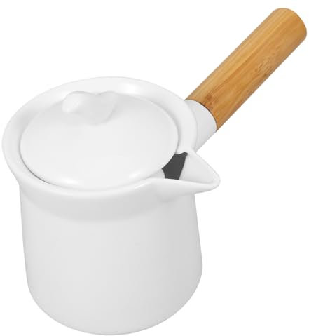 Cabilock Cacerola De Cerámica para Leche Cacerola Pequeña De Cocina Olla para Leche Casera para Calentar o Hacer La Oficina Hogar Color Blanco Mini