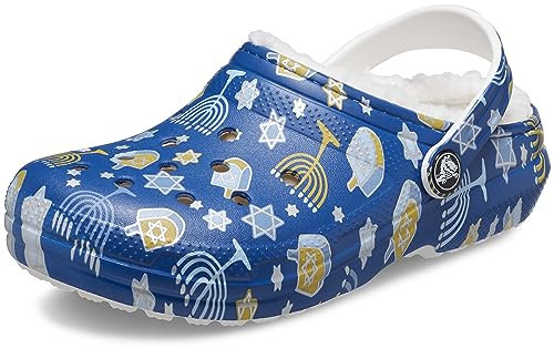 Crocs Kids Classic Holiday Lined Clogs, Hanukkah, 5 UK Men / 6 UK Women
