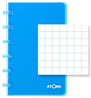 ATOMA Notizbuchsystem - Robust transparent - A6 - türkis - Kariert 5 mm