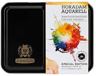 Schmincke - HORADAM® AQUARELL, Gris Set, 12 x 1/1 Näpfchen, Special Edition, 74 646 097, Metallkasten, Malset, feinste Aquarellfarben
