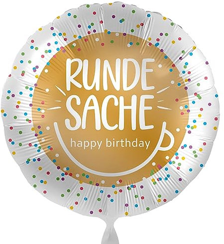 Fröhlicher Ballon zum runden Geburtstag 'Runde Sache' Deko Geburtstag Mann Frau Luftballon Happy Birthday, Made in EU