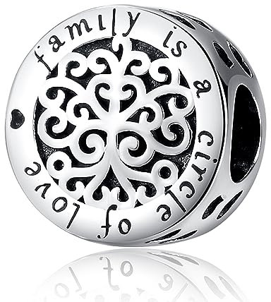NINGAN 925 Argent Sterling Ronde Famille Perles Arbre GéNéAlogique Perles Conviennent Pour Les Bracelets Pour Femmes Comme Un Cadeau Pour Les Membres De La Famille