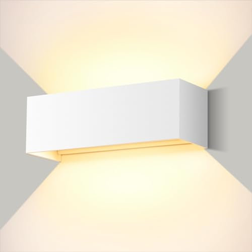 ledmo 30W LED Wandleuchten Innen/Außen Auf und ab Einstellbarer Lichtstrahl 3000K Warmweiß IP65 Wasserdichte(weiß)