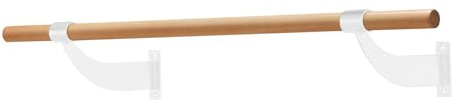 GYMAX Barre de Ballet Murale Simple de 1,2 m en Bois de hêtre pour étirements, Yoga et entraînement (Blanc)