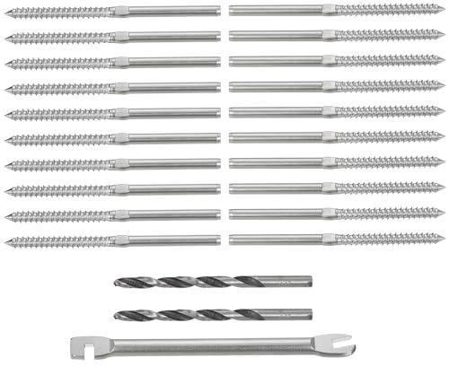 uxcell 100 Pack Left&Right Handed Thread Swage Lag Screws, T316 Stainless Steel Deck Railing Hardware for Wood Post 1/8 Cable Railing Kit, Stair Deck Railing