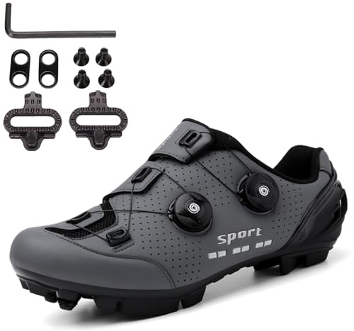 SDEQA Fahrradschuhe MTB Für Herren Damen, Fahrradschuhe Mountainbike Schuhe Kompatibel Mit SPD 2 Schrauben Mit Cleats, Unisex Radsportschuhe