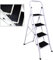 4 Step Ladder Folding Stepladder Heavy Duty Steel Ladder with Safety Handrail, Non-Slip Treads & Anti-Slip Feet for Home/Kitchen/Garage/Office/Market/Garden, 150KG Max Capacity