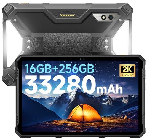 Ulefone Armor Pad 3 Pro Rugged Tablet 33280mAh 66W 16GB+256GB/2TB SD 50MP+32MP 10.36 Tab 2K, 2200 Lumen Light Android 13, IP68/IP69K Waterproof Tablet 4G LTE Dual SIM GPS NFC Fingerprint ID