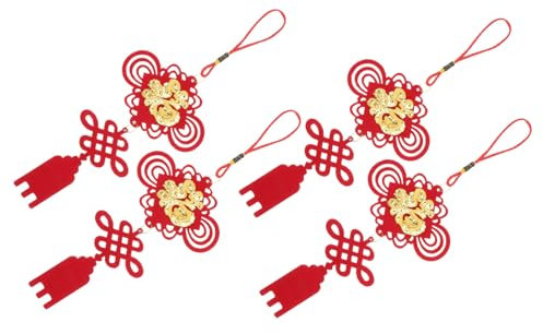 GOOHOCHY 4pièces Lot de Pendentifs Décoratifs pour Fête du Printemps Motif Nœud Chinois Rouge Décoration Intérieure Suspendue