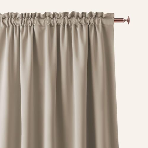 ROOM99 Vorhang mit Kräuselband Aura 140 x 300 cm Breite x Höhe Schiebegardinen Modern Curtain Wohnzimmer Schlafzimmer Beige, 1 Stück