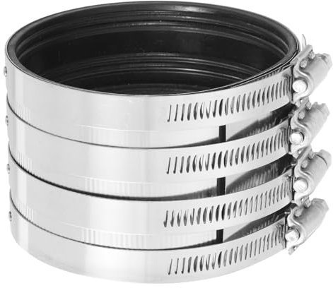 sourcing map Flexible Pipe Coupling, 106mm Pipe Connector with Stainless Steel Hose Clamps Stainless Steel Pipe Repair Clamp for Plastic and Metal Pipes