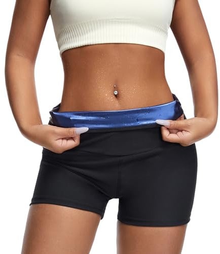JBT Sauna Suit for Weight Loss Women: Thigh & Waist Trainer Shorts, Sweat Enhancing Workout Gear, Blue, S