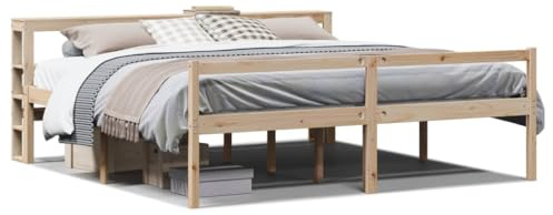 vidaXL Seniorenbett, Komfortbett Holzbett mit Kopfteil ohne Matratze, Massivholzbett Doppelbett für Schlafzimmer, Bett Bettgestell mit Lattenrost, 180x200cm