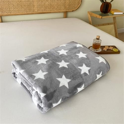 Chickwin Flanell Kuscheldecke, Fleecedecke Flanelldecke Kinder Erwachsene Flauschig Warm Wohndecke Sofaüberwurf Decke Mikrofaser Wohnzimmerdecke Sofadecke Couchdecke (Grau Stern,180x200cm)