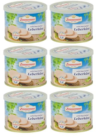 Food-United LEBERKÄSE GQB 6x200g Döschen | Qualitäts- und Herkunftssicherungsprogramm “Geprüfte-Qualität-Bayern” | Dosen-Wurst | bayerische Spezialität | von ZIMMERMANN