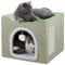 Ezigoo Kitten Bed Cat Hideaway Large Covered Cat Cube with Scratching Board Indoor Pet House for Small Pets Green