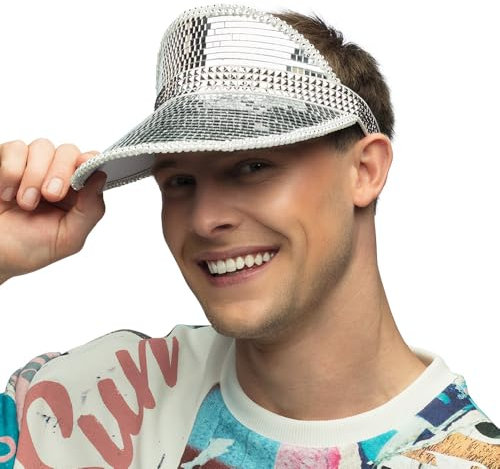 Boland 00745 - Sonnenblende Disco, Cap für Erwachsene, 90er Jahre Mütze für Festival, Karneval oder Retro Mottoparty