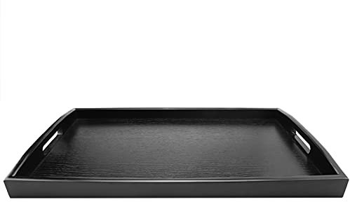 Bandeja de té de madera para desayuno con asas, acabado liso y fácil de limpiar, para uso interior y exterior (50 x 30 x 4,5 cm)