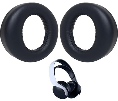 Ersatz Ersatzpolster Polster Ohrpolster für PS 5 Pulse PS5 3D Over-Ear Kopfhörer mit Weichem Proteinleder, Schaum mit hoher Dichte (Schwarz)