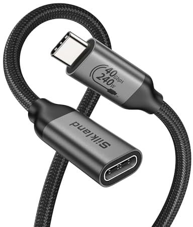 Silkland 40Gbps USB C Verlängerung 1,5M für Thunderbolt 4 Kabel, USB 4 Verlängerungskabel 8K@60Hz, Dual 4K@60Hz, 240W PD3.1 USB C Extension Cable für MacBook Pro, iPad Pro, Hub, Dock, PSSD, iPhone 16