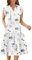 Zeagoo Women's Summer Dress Short Sleeve Floral V Neck Sundress Ladies Casual Knee Length Dresses with Pockets