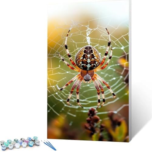 Malen Nach Zahlen Erwachsene Spinne, Malen Nach Zahlen Kinder Tier, DIY Handgemaltes Ölgemälde Set für Anfänger 40 x 80 cm, Bastelset Erwachsene Paint by Numbers, Geschenke für Frauen Zimmer Deko 2416