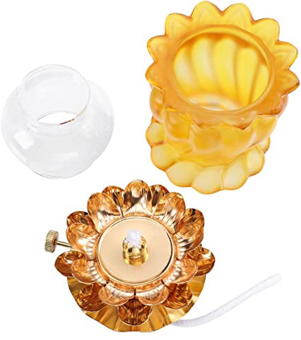 MAGICLULU 1 Stück Butterlampe Öllaterne Lampen Petroleumlampe Öl Innen Batterie Kerzen Öllampe Kaminlampe Öl Innen Duft Innen Öllampe Einzigartige Beleuchtung Öllicht Legierung Gelb