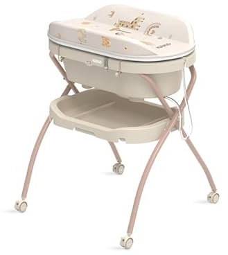Neno Breza – 2-in-1 Baby-Badewanne mit Gestell und Wickeltisch | Klappbar, mobil, mit Ablaufschlauch und Ablage | Bis 15 kg