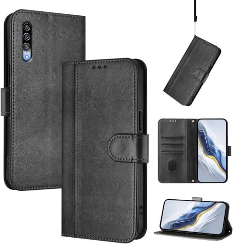 FCAXTIC Hülle für Samsung Galaxy A50 / Galaxy A30S / Galaxy A50S Hülle, PU Leder Handyhülle mit Magnet, Klappbar Tasche Klapphülle Kartenfach Standfunktion Schutzhülle für Galaxy A50 / A30S, Schwarz