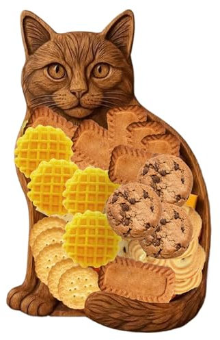 Tabla De Quesos - Bandeja Para Charcutería Y Aperitivos Con Forma De Gato | Plato Con Forma De Gato Para Utensilios De Cocina En Reuniones Cumpleaños Y Regalos