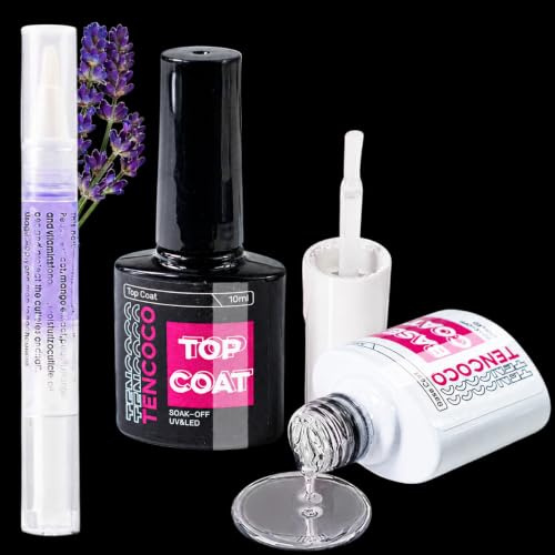 CENBEII Gel Nail Polish Set: No Wipe Top Coat/Base Coat/Rose Cuticle Oil Pen - 2 Bottles Multi Purpose Acrylic Nail Kit - Gel Nail Kit for DIY Nail Art Manicure - Bright Long Wearing Blooming