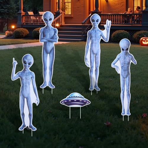 Riesiges Halloween-Hof-Schild, 101,6 cm, Ganzkörper-UFO mit Pfählen für den Außenbereich, gruselige Dekorationen für Halloween, Garten, Terrasse, Hof, Outdoor, Rasen, Gehweg, Dekoration