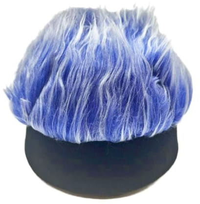 Gosera Adult Brimless Hats Baseball Cap Women Hairy Sports Hat Knitted Wig Hat W/Wigs Man Hip Hop Headband Black+Blue