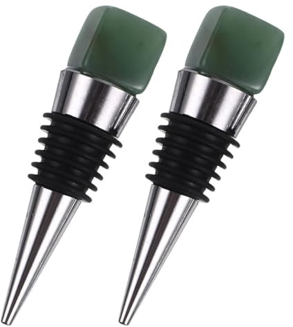 Alipis 2 Piezas Tapones de Vino de Cristal Natural con Caja de Tapones Decorativos para Botellas de Vino y Bebidas Accesorios para Fiestas y Bodas Color Verde