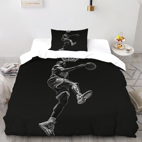 HMELTDIM Slam Dunk Bettwäsche-Sets Sports Style Kinderbettwäsche-Set Reißverschluss Mit Kissenbezug Für Jugendliche Kinder Schlafzimmer Single（135x200cm）
