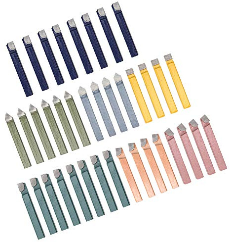 SEAFRONT 38PCS Metal Lathe Cutting Tools Carbide Tip Tipped Cutter Tool Bit Cutting Set for Rotation Cutting End Face Machining (False #12)
