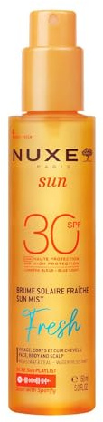 Nuxe Sun Fresh Mist SPF30 150ml, aerosol de protección solar invisible y ligero para cara, cuerpo y cuero cabelludo, alta protección UVA/UVB y luz azul, protección celular antienvejecimiento